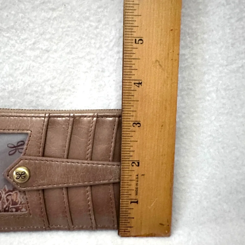 Hobo Linn Brown Leather Credit Card Holder Euro Slide Case Slim Wallet ID Window
